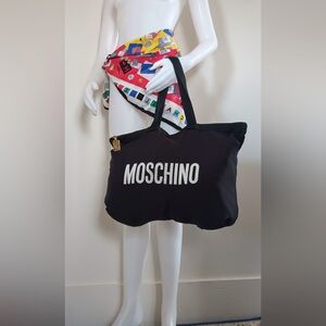 💛 Vintage Moschino Redwall Logo Tote Travel Bag 1990s